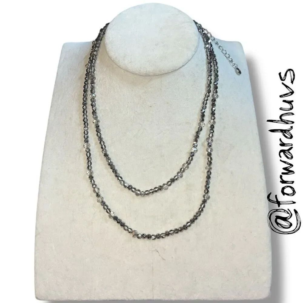 Bundle Sale 3 for $15 | Clear & Dark Metallic Gray Beads – 38”